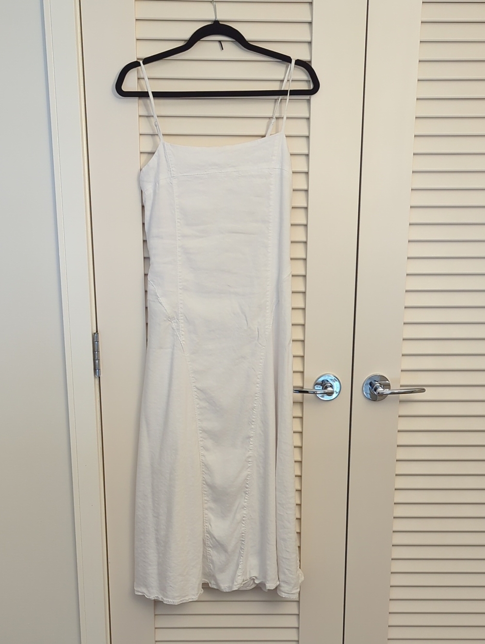 Everlane White Stretch Linen Midi Dress, 8